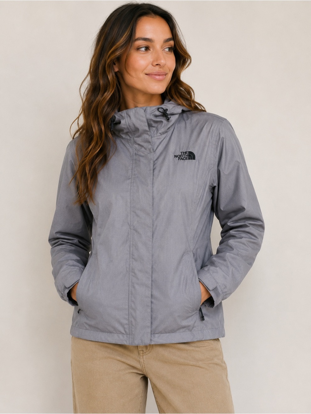 The North Face Light Gray Waterproof Hooded Raincoat